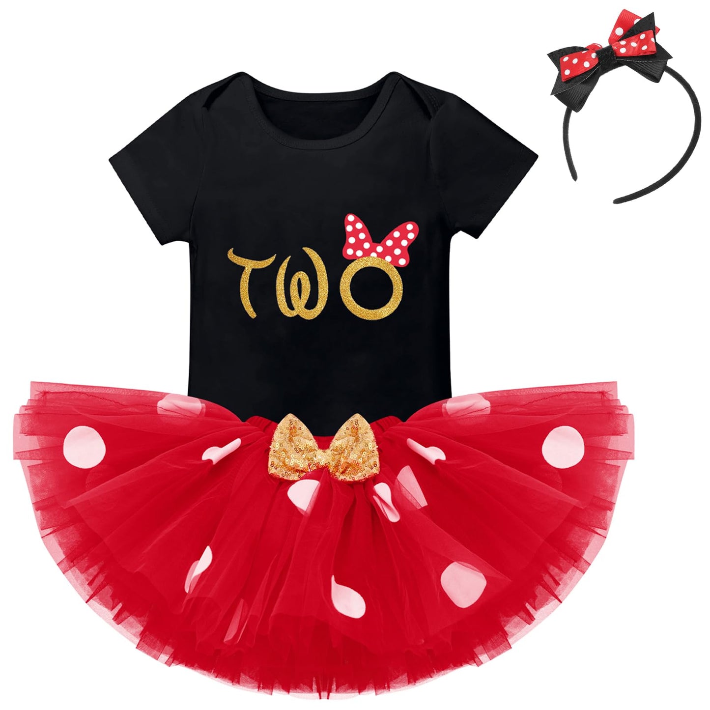 Ibtom Castle Cake Smash Wild One First Birthday Clothes For Baby Girls Polka Dots Romper Tulle Dress Mouse Ear Princess Outfits