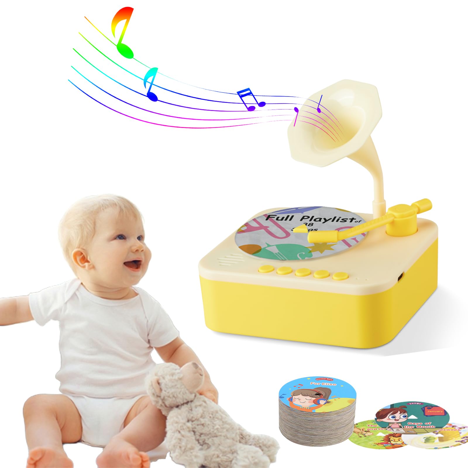 Retysaz Kids Phonograph with 96 Cards, Story Music Player for Kids 3-6 Musical Sensory Toy for boy Girl,Toddler Audio Pre-Kinder