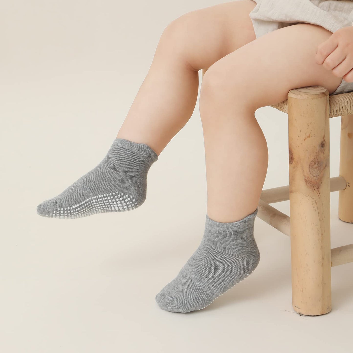 Aroveea Non Slip Grip Ankle Baby Socks 3-5 Years Old Grey For Toddler Boys And Girls Kids Socks 12 Pack, Cute Cotton Baby Socks