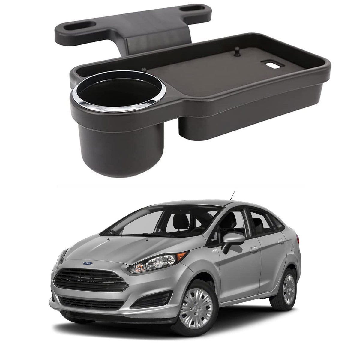 Oshotto (FT04) Foldable Car Auto Headrest Rear Back Seat Table Drink Food Cup Tray Holder Compatible with Ford Fiesta  Black