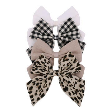 4 PCS Sailor Bow Hair Clips for Kids Girls Women Linen cotton Hair Bow Alligator Clips Baby Toddler Girl Mom Hair Accessories (L