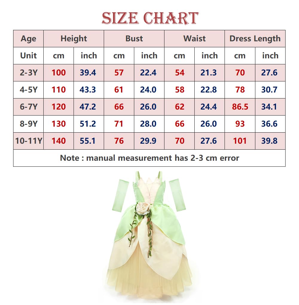 Axaxa Princess Tiana Costume For Girls Princess Tiana Dress Princess And The Frog Costume Birthday Halloween Fancy Party Dress 2