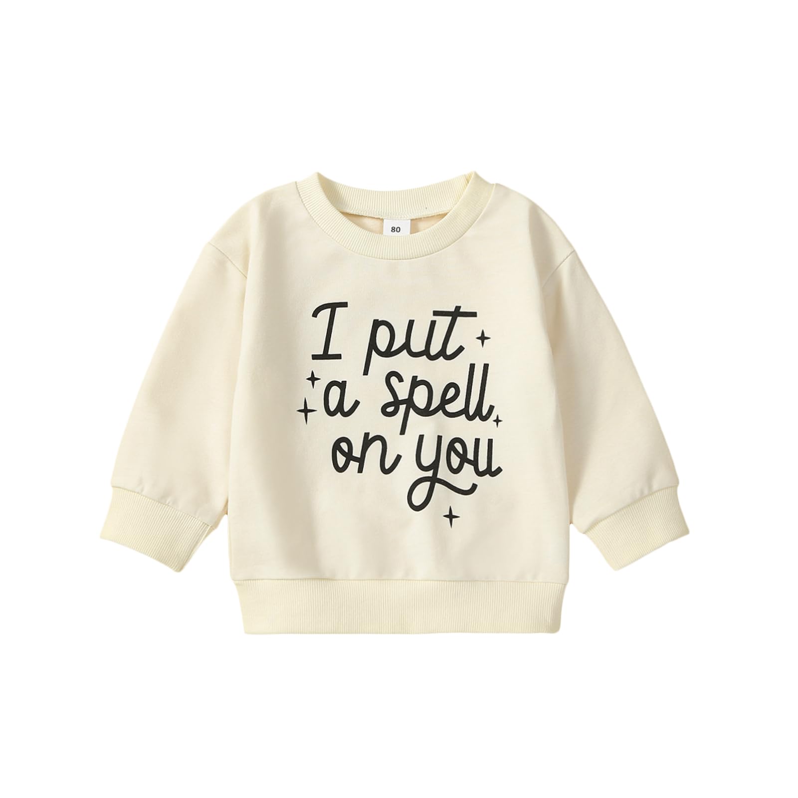 Wallarenear Toddler Kids Sweatshirts Halloween Outfits Letter Print Long Sleeve Shirt Crewneck Pullover Fall Sweater Clothes (Cr