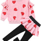 Adorable Cute Toddler Baby Girls Clothes Set,Long Sleeve T-Shirt +Pants Outfit(Pink,130,1241B)