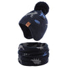 Jangannsa Knitted Baby Hat Scarf Set Winter Warm Boys Girls Beanie Fleece Lining Toddler Kids Hats With Pompom (Dinosaur Navy Ha
