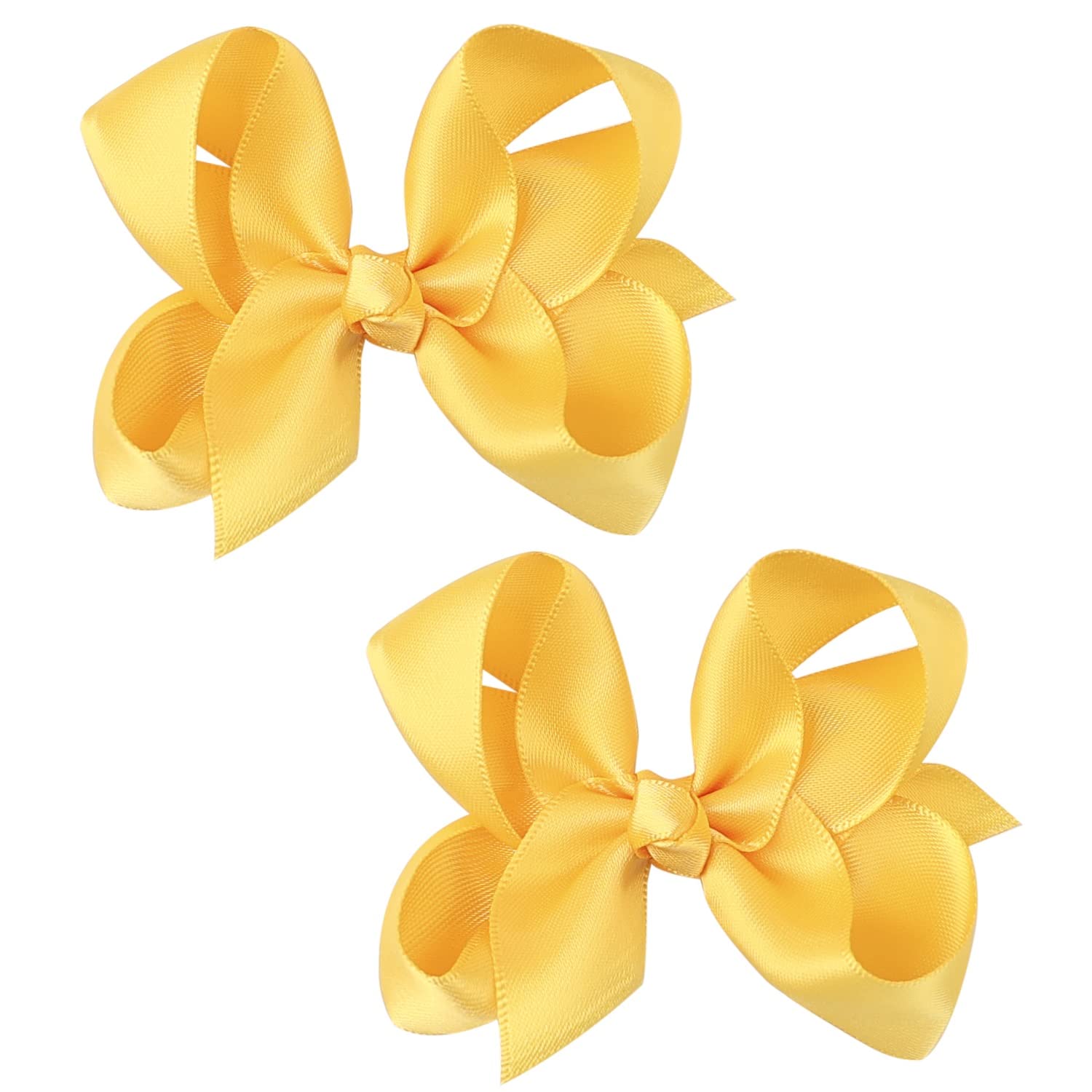 3 Inch Satin Bow For Little Girls - 2 Pcs (Gold)