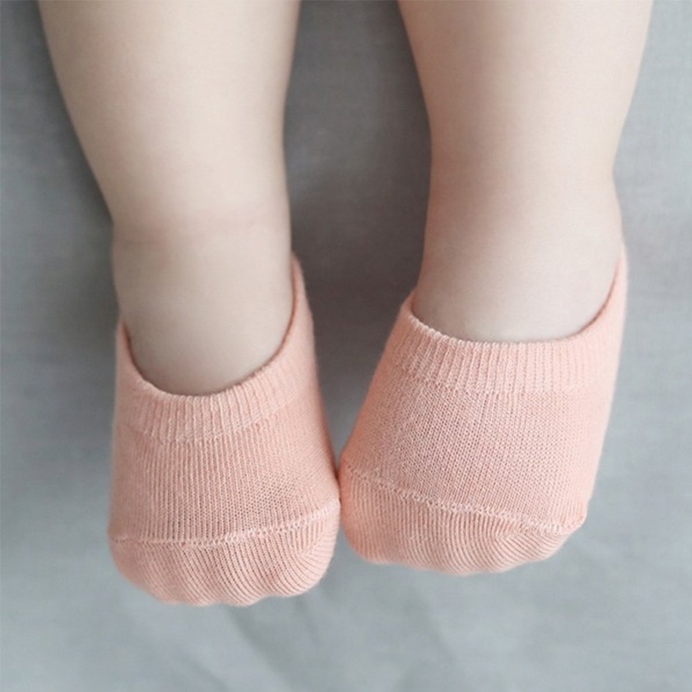 5 Pairs Baby Girls Boys No Show Socks Non-Skid With Grippers, Unisex Newborn Seamless Half Cushion Low Cut Socks, Anti Slip Sock