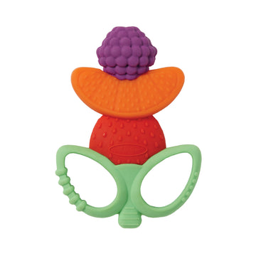 Infantino Lil Nibbles Textured Silicone Teether -Sensory Exploration and Teething Relief with Easy to Hold Handles, Multicolor 
