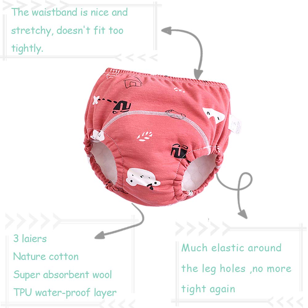 U0U Baby Girls4 Pack Cotton Training Pants Toddler Potty Training Underwear for Boys and Girls Pink 2T