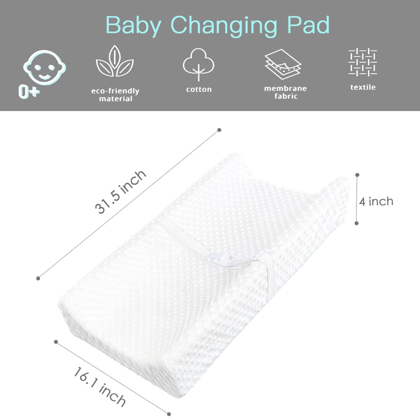 Yening Baby Diaper Changing Pad For Dresser Top With Cover Waterproof Lining Foam Contoured Changing Table Pads Topper White
