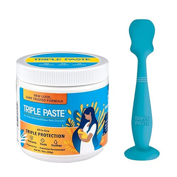 Triple Paste Diaper Rash Cream And Spatula Bundle - 16 Oz Zinc Oxide Ointment And Diaper Cream Spatula Treat, Soothe And Prevent