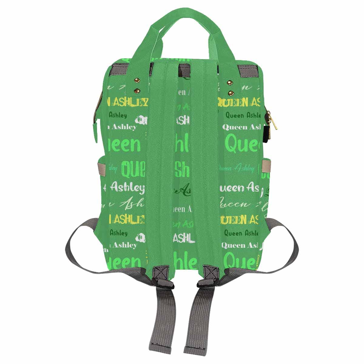 Artsadd Custom Name Diaper Bag For Mom, Personalized Light Green Signature Backpack With Stroller Straps Large Travel Shoulder B