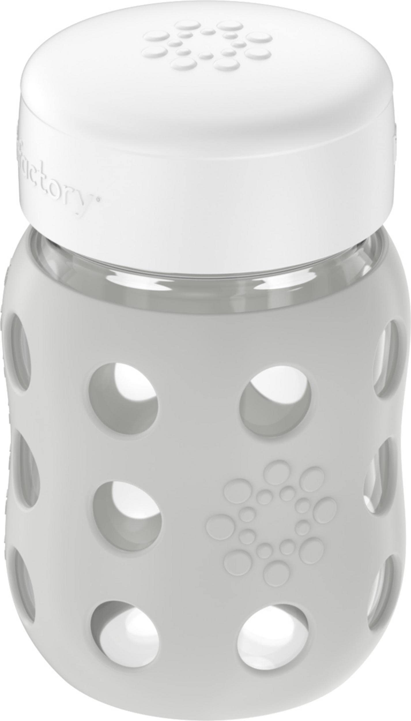 Lifefactory 8-Ounce Wide Neck Glass Baby Bottle With Protective Silicone Sleeve And Sippy Spout, Stone Gray (Lg2251Wcg4)