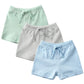 Teach Leanbh Unisex-Baby 3-Pack Cotton Soild Color Short With Drawstring 3-24 Months (18-24 Months, Green/Gray/Blue)