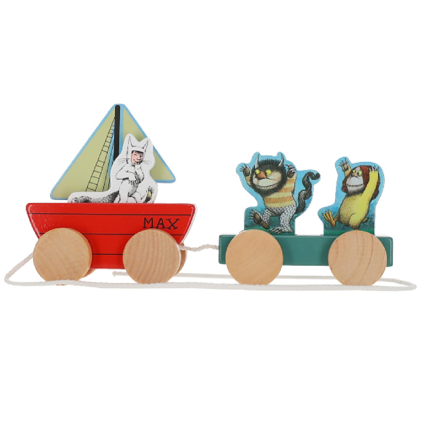 Kids Preferred Where The Wild Things are Wooden Pull Toy - Four Removable Pieces, Cotton Pull String, Ages 12 Months and Up, Max