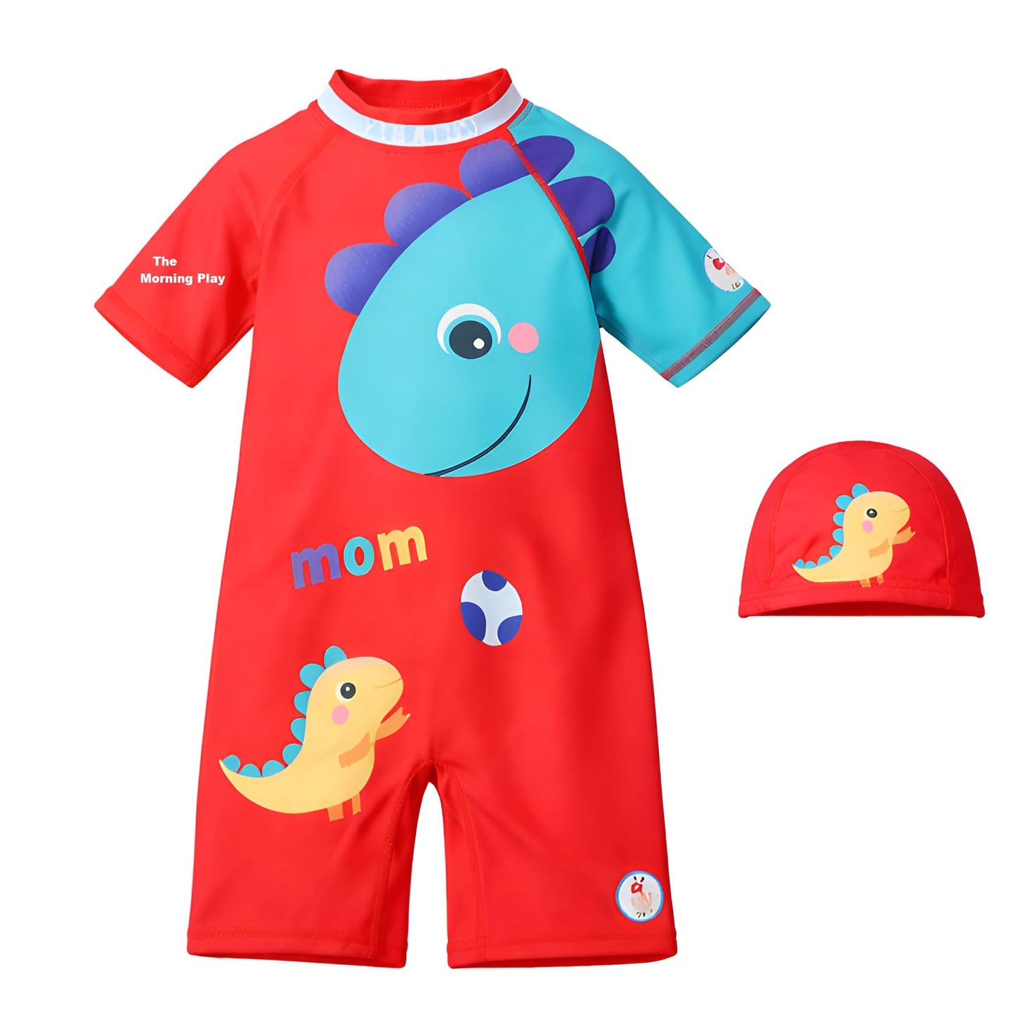 The Morning Play Swimsuit For Boys & Girls With Cap, OnePiece Swimming Costume For Kids, Uv Protection Swimwear For Boys & Girl