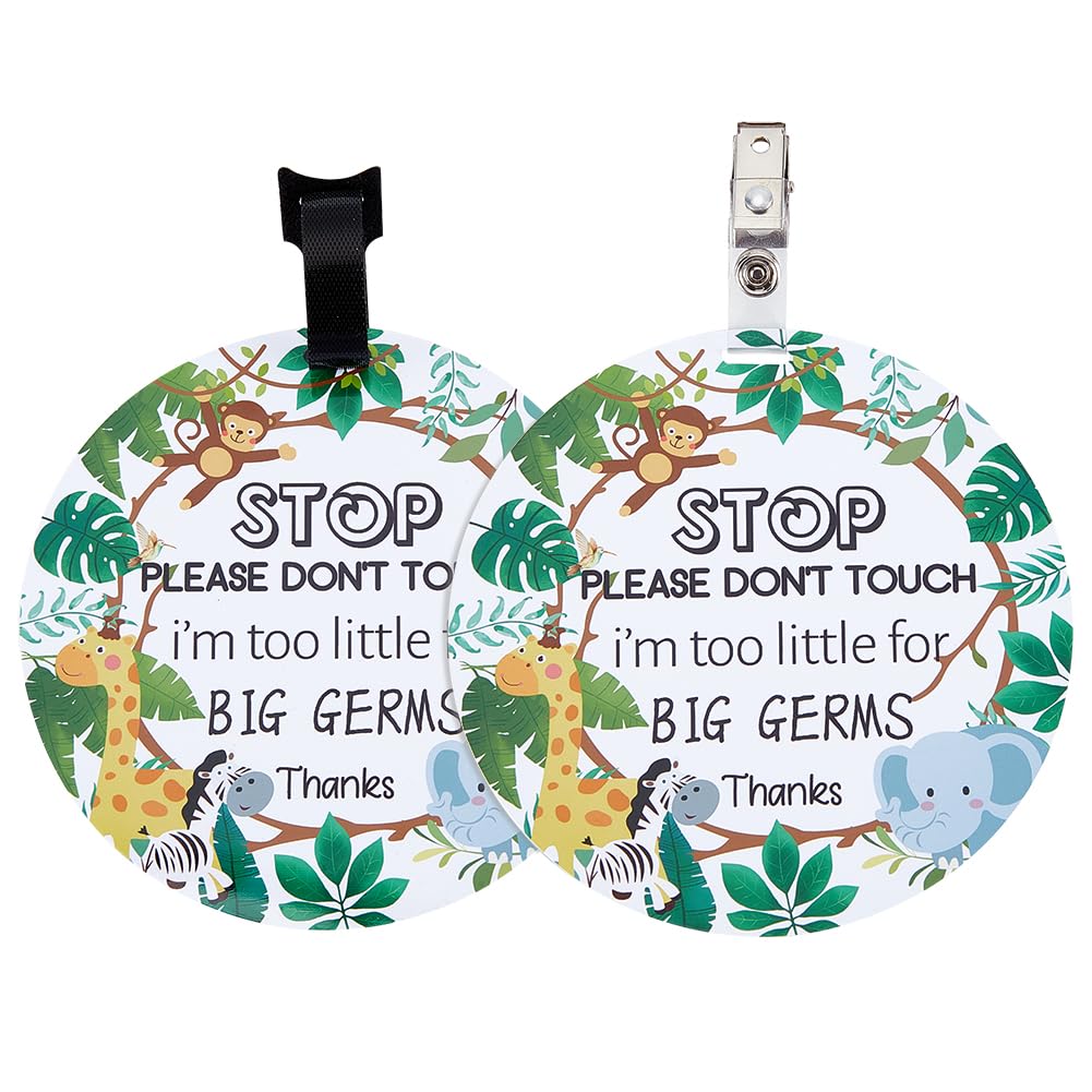 Pligreat 2 Pack No Touching Baby Car Seat Sign, No Kissing Baby Stroller Tag With Hanging Straps And Clip, Please Dont Touch Bab