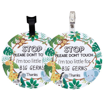 Pligreat 2 Pack No Touching Baby Car Seat Sign, No Kissing Baby Stroller Tag With Hanging Straps And Clip, Please Dont Touch Bab