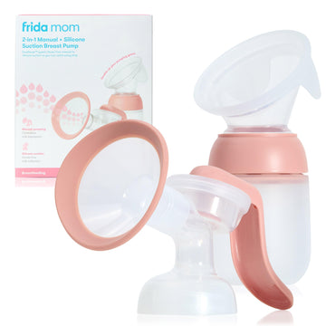 Frida Mom 2-In-1 Manual Breast Pump With Hands-Free Silicone Suction Cup, Milk Collector, Wireless Ergonomic Handle, And Softfee