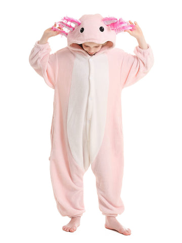 Atoz Onesie For Kids, Animal Pajamas Halloween Cosplay Costume For Girls Boys, Pink Axolotl 10-11Y