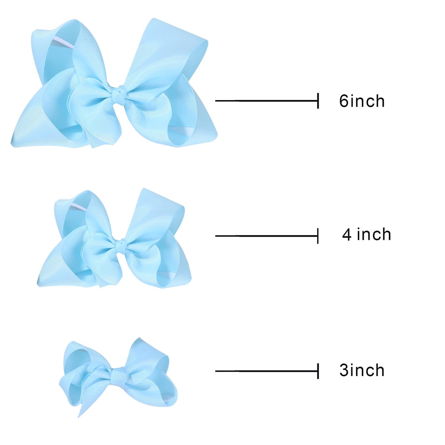 Sky Blue Bows For Girls,6Pcs Hand-Made Grosgrain Ribbon Hair Bows Alligator Clips Hair Accessories For Little Teen Toddler Girls