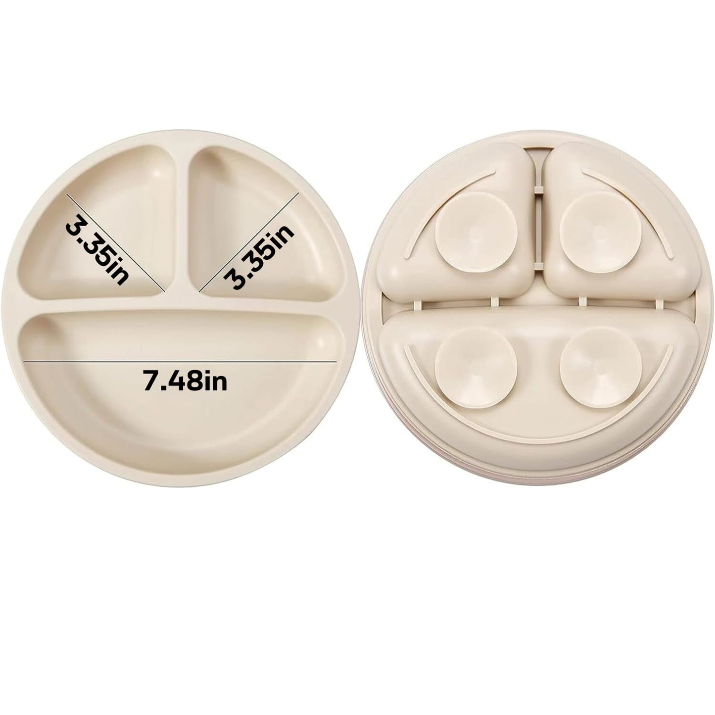 Pandaear 3 Pack Toddler Plates, Silicone Divided Suction Plate For Babies, Bpa-Free 100% Food-Grade Silicone Unbreakable Baby Pl