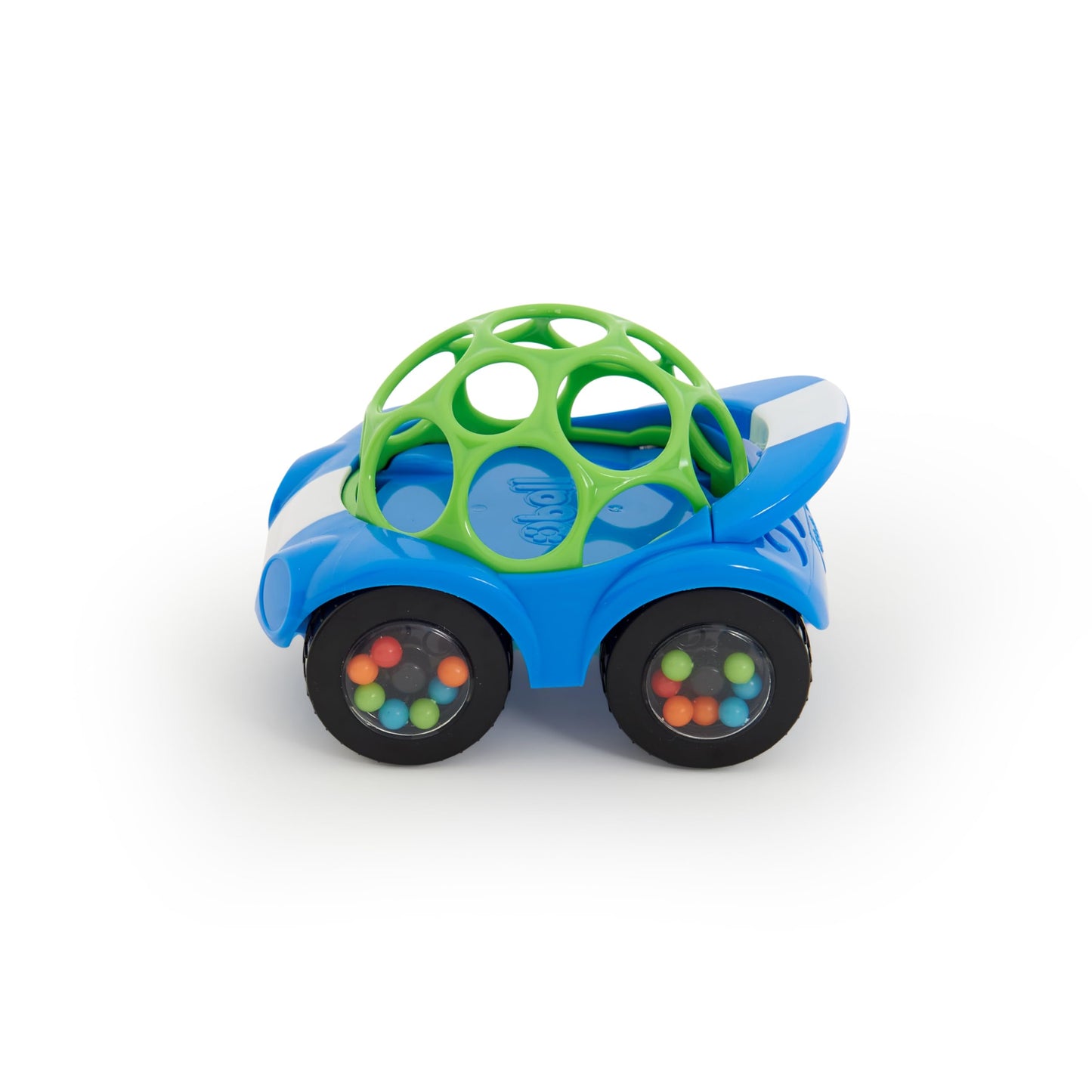 Bright Starts Oball Easy Grasp Rattle & Roll Toy Sports Car BPA-Free Infant Crawling Toy, 1 Pack, Age 3 Months and up, Blue/Gree
