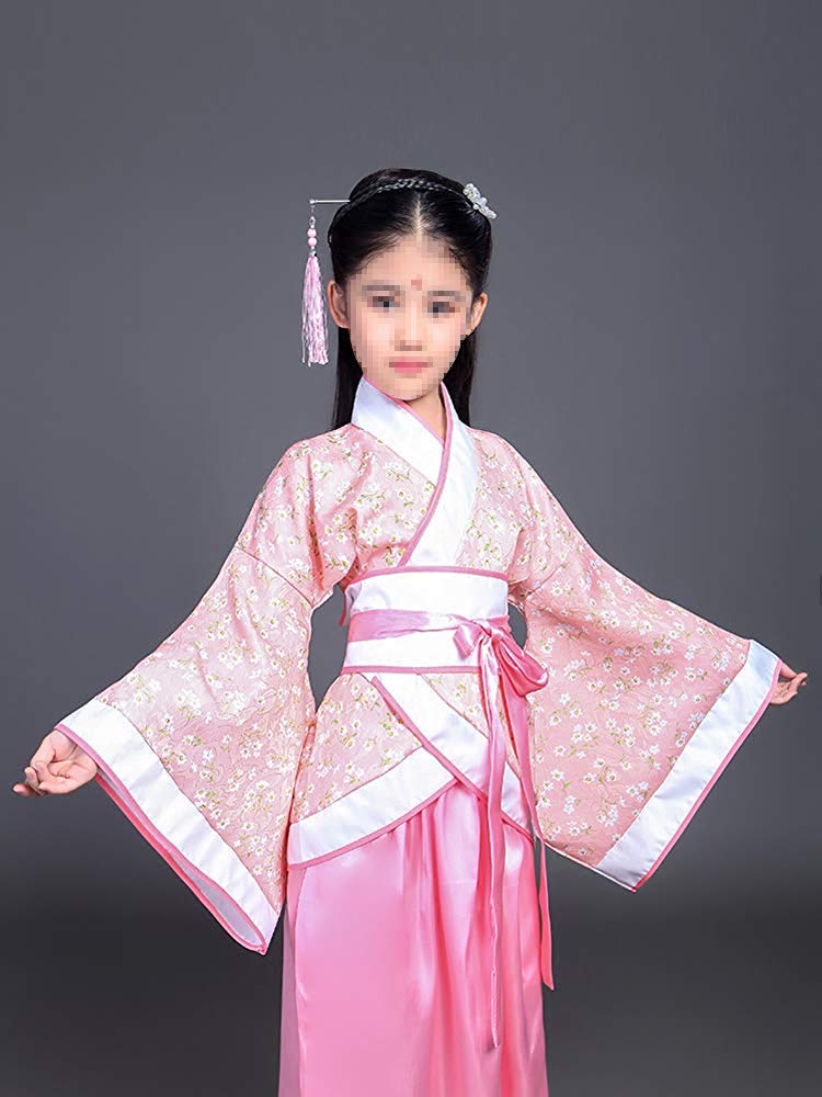 Lazutom Girls' Ancient Chinese Traditional Hanfu Dress Fancy Dress Christmas Party Dress (160:Recommended Height:155-160Cm, Pink