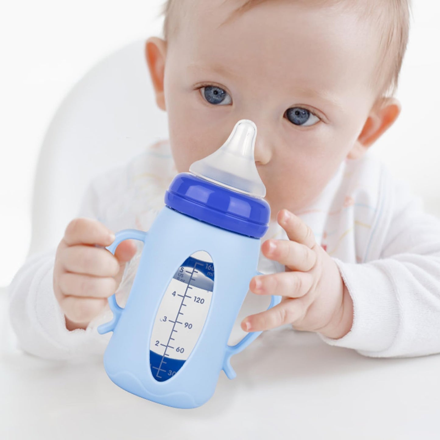 Silicone Sleeves for Lansinoh Glass Baby Bottles 5oz,Anti Breakage Baby Bottle Holder with Handles 3 Pack