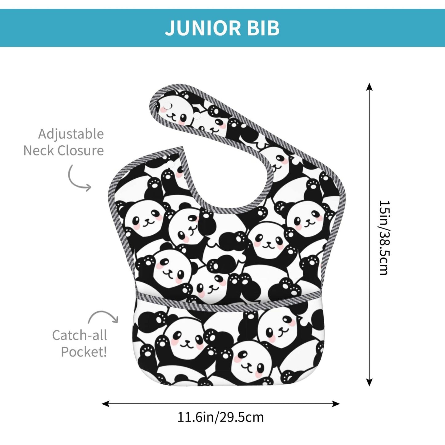 Qwalnely Panda Bibs Baby Stuff 2Packs For 6-24 Months Waterproof Washable Fabric (Panda)