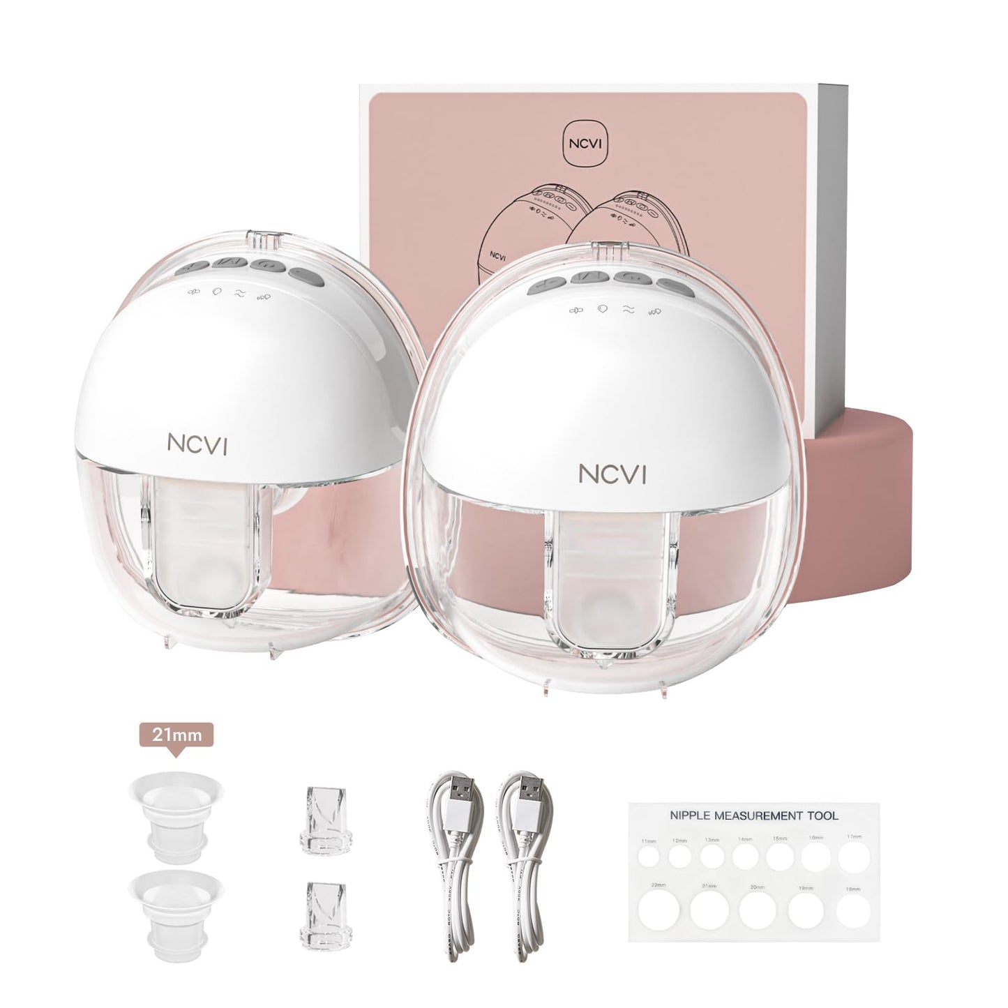 NCVI Hands Free Breast Pump 8111, Wearable Breastfeeding Pump, Electric Portable Pump with 4 Modes & 9 Levels, Strong Suction & 