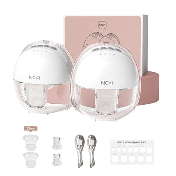 NCVI Hands Free Breast Pump 8111, Wearable Breastfeeding Pump, Electric Portable Pump with 4 Modes & 9 Levels, Strong Suction & 