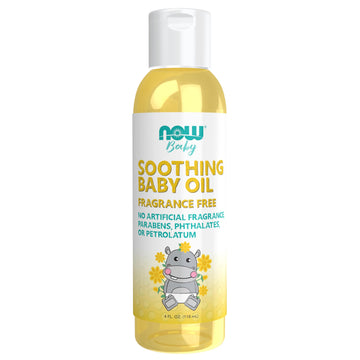 Now Baby, Soothing Baby Oil, Fragrance Free, No Artificial Fragrance, Parabens, Phthalates, Or Petrolatum, 4-Ounce