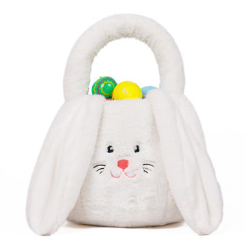 Ourhonor Easter Basket Plush, Bunny Easter Basket For Kids, Plush Easter Buckets With Long Ear Easter Bags For Boys Girls, Easte