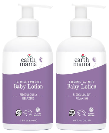 Earth Mama Calming Lavender Baby Lotion for Dry Skin, Calendula Cream for Newborn Skin Care, Organic Moisturizer for Children, A