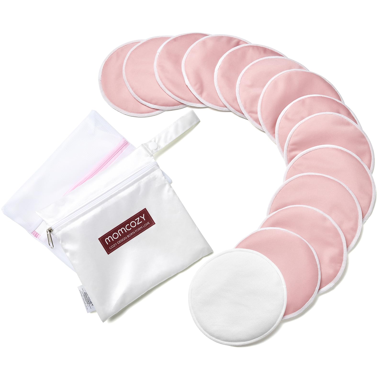 Momcozy Reusable Nursing Pads, Innovative Use Of One Way Moisture-Wicking Fabric & 3-Layer Washable Breast Pads, Ultra-Thin Desi