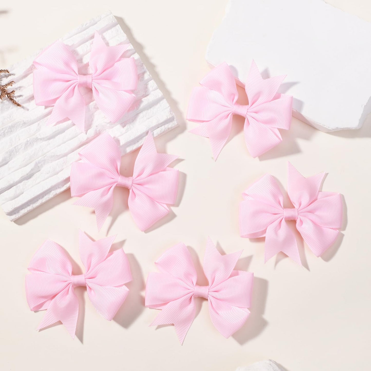 Choicbaby 3 Inches Hair Bows For Girls Pink Grosgrain Ribbon Pinwheel Hair Bows Clips Toddler Bows Hair Clips For Birthday Baby