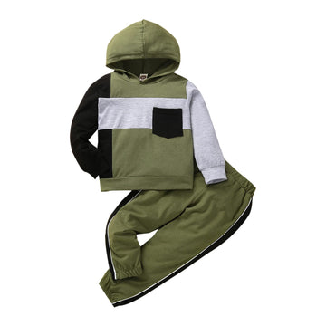 Itkidboy Toddler Baby Boy Clothes Long Sleeve Hooded Pullover Striped Sweatshirt + Pants 2Pcs Outfits 18M-6T Set