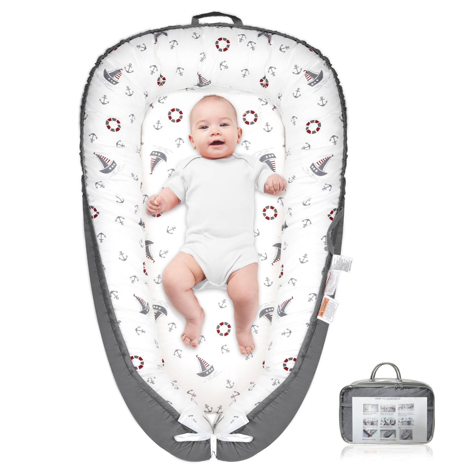 Baby Lounger for Newborn,Infant Lounger Baby Nest Cover for Babys,100% Cotton Breathable & Soft Baby Lounger Newborn Essentials 