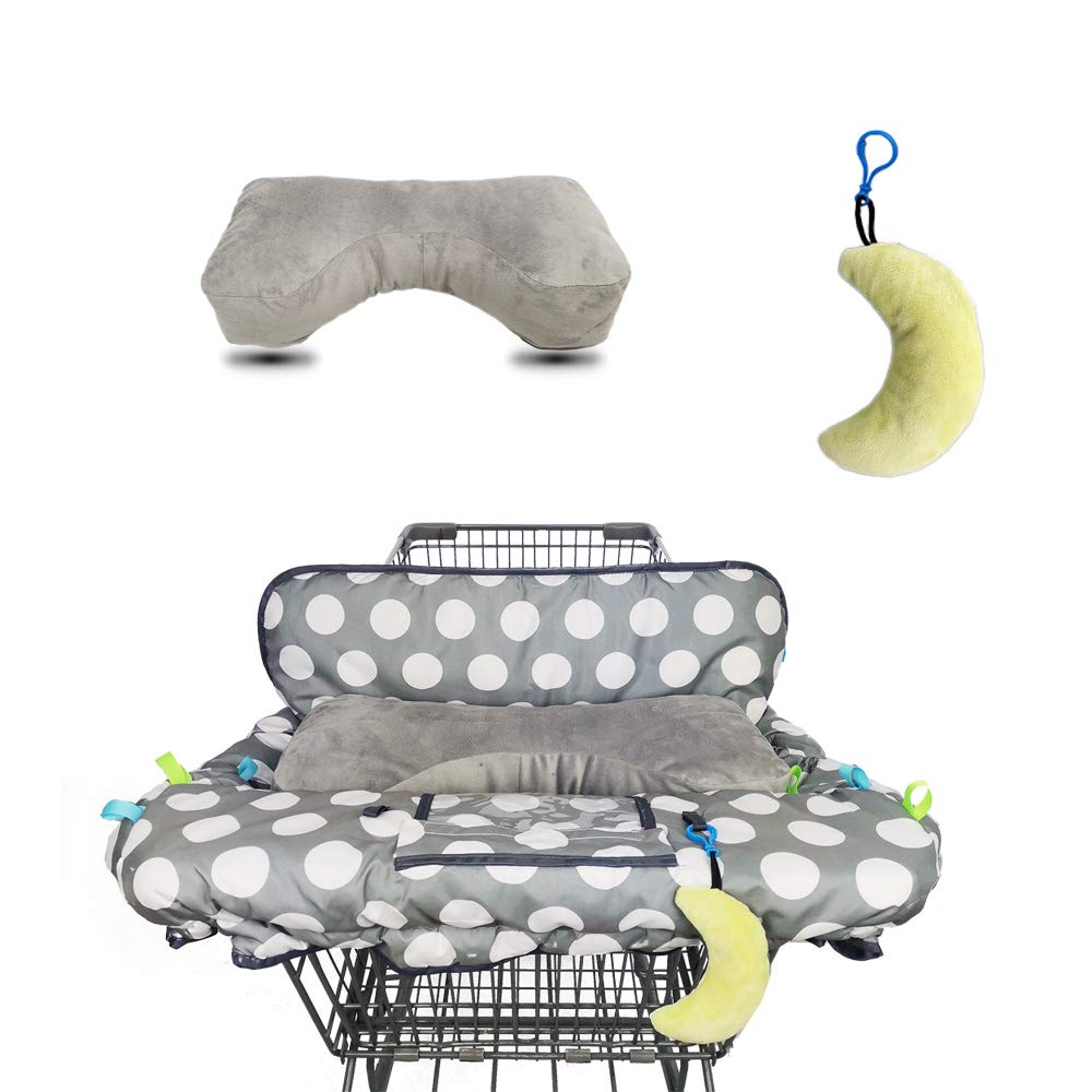 Shopping Cart Cover For Baby With Pillow, Soft Velvet Bolster Positioner, 6.5' Cellphone Holder, High Chair Cover For Boy Girl,