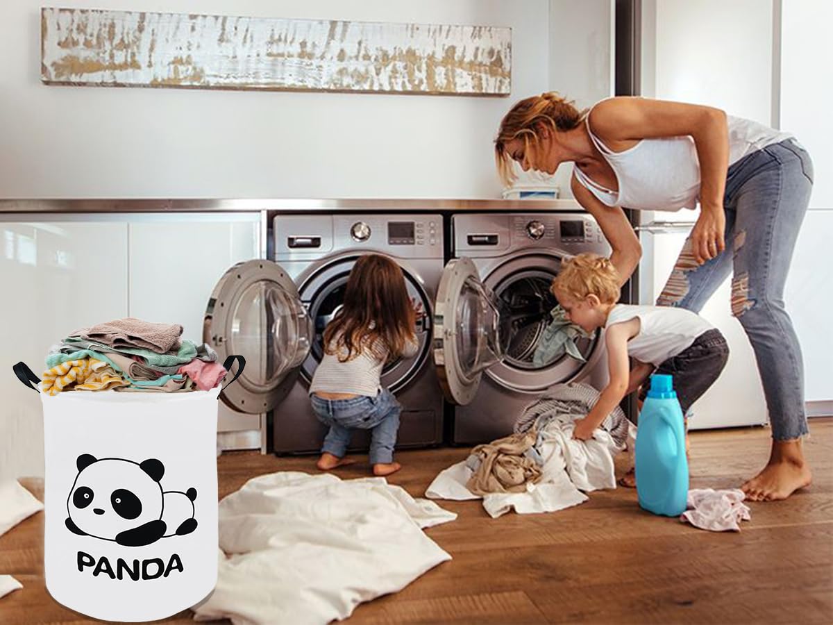 Acmuuni 19.7' Inch Round Kids Laundry Clothes Hamper Laundry Basket With Handles,Baby Toys Storage Organizer Bins Laundry Gift