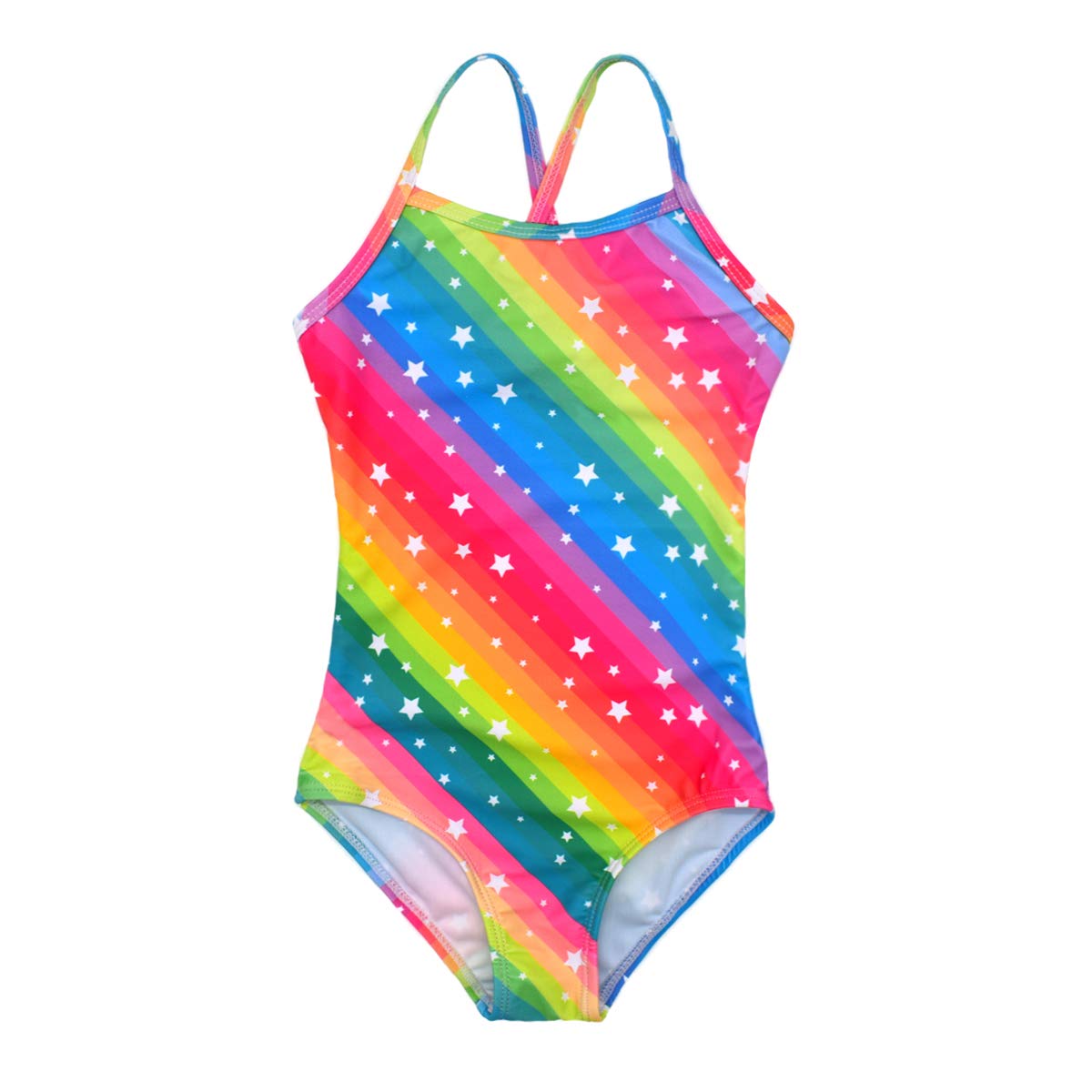 Big Girls One Pieces Swimsuit Cute Swimwear Bathing Suits Rainbow 12T