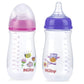 Nuby Wide Neck Bottle With Anti-Colic Air System, Pink And Purple