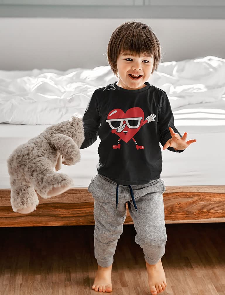 Dabbing Heart Love Dab Valentine'S Day Toddler Kids Long Sleeve T-Shirt 3T Black