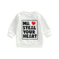 Fiomva Baby Girl Boy Valentine'S Day Outfits Mr. Steal Your Heart Pullover Sweatshirt Overszied Sweater Fall Winter Clothes(Mr.S