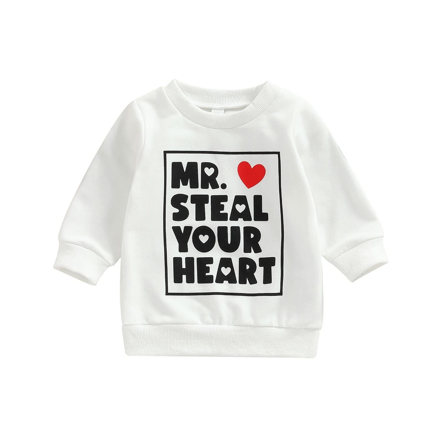 Fiomva Baby Girl Boy Valentine'S Day Outfits Mr. Steal Your Heart Pullover Sweatshirt Overszied Sweater Fall Winter Clothes(Mr.S