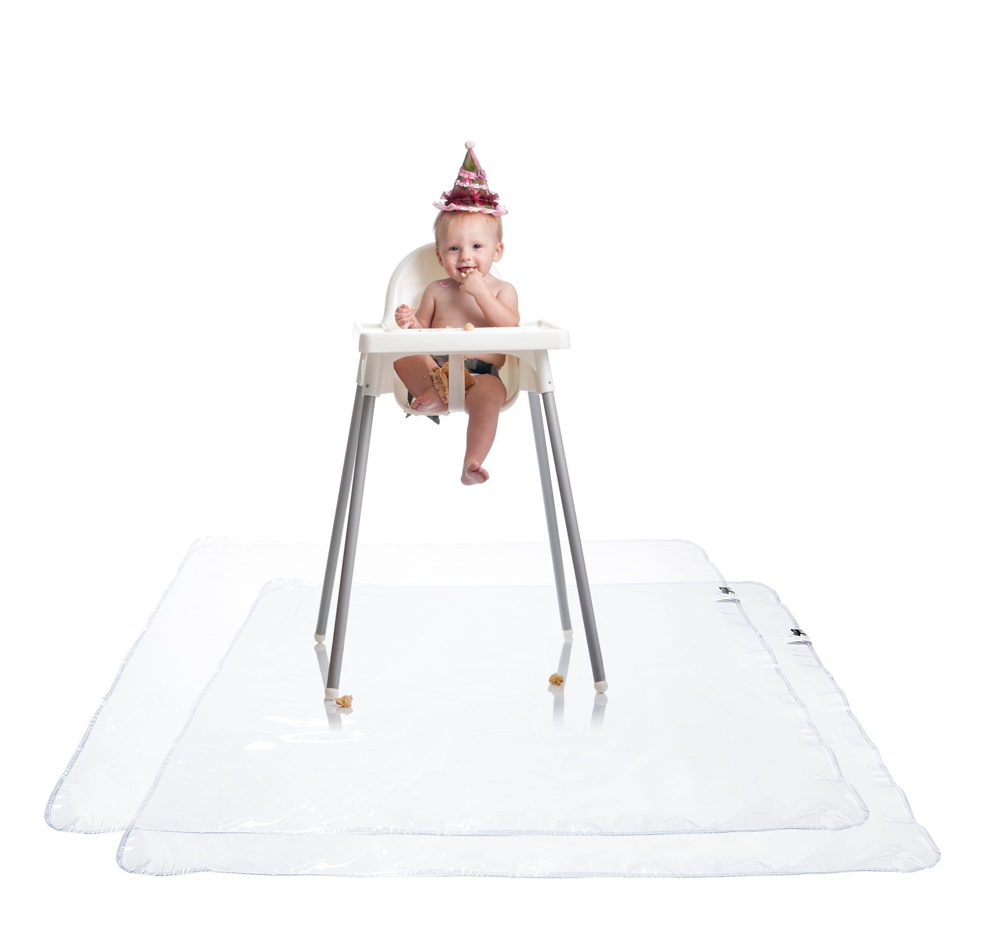 Graco Under High Chair Mat - Waterproof & Washable Plastic Food/Spill Catcher - 50' Eating, Painting & Art Floor Cover, Clear (