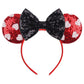 Foeran Mouse Ears Headbands With Shiny Glitter Bows For Girls Women'S Party Princess Cosplay Costume (Red Ears White Heart Dots)