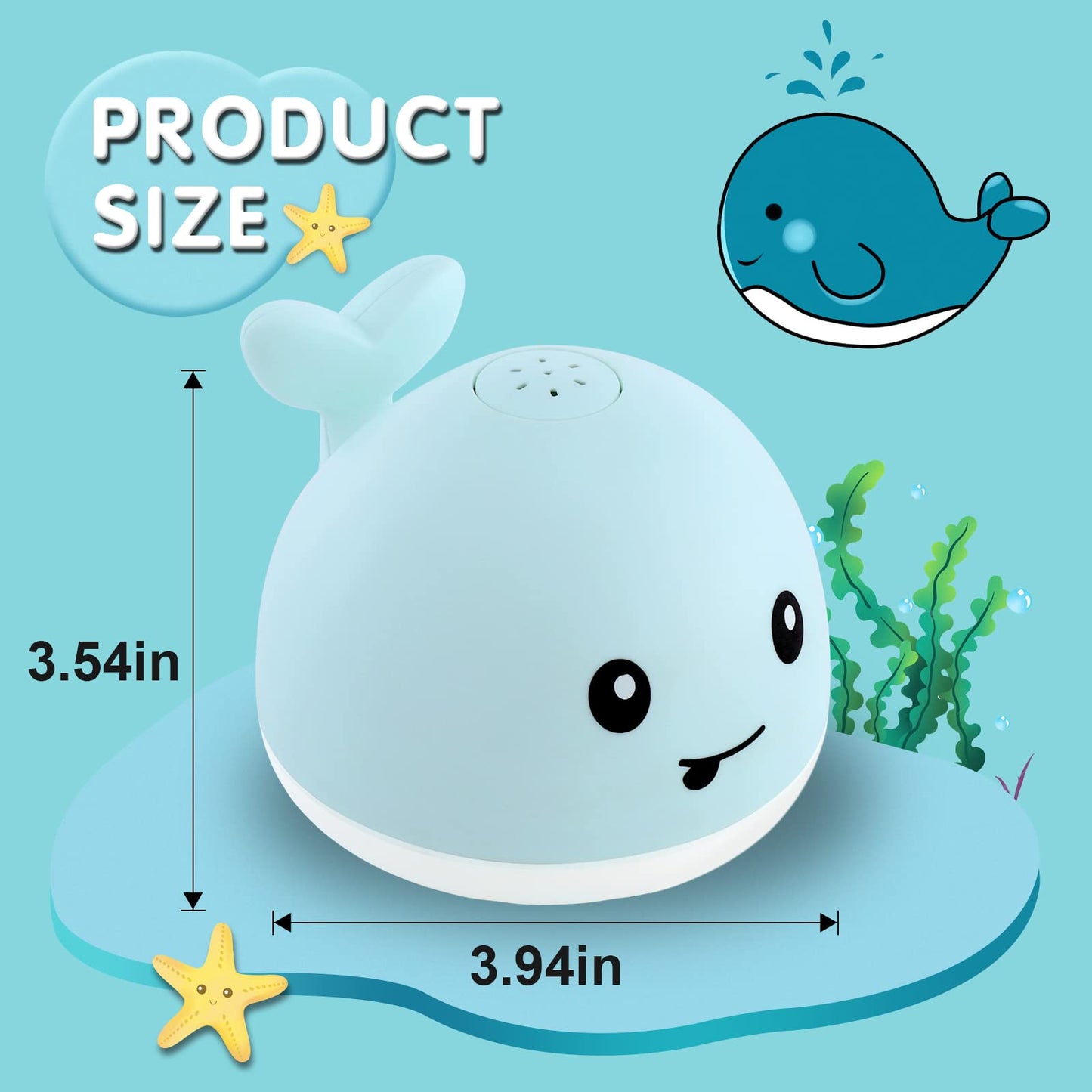 2023 Upgraded Baby Bath Toys Gifts, 1500mAh Rechargeable Bath Toy with Double Layer Waterproof, Light Up Whale Spray Water Batht