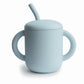 Mushie 100% Silicone Training Cup & Straw For Toddlers | 6 Months+ (Powder Blue)